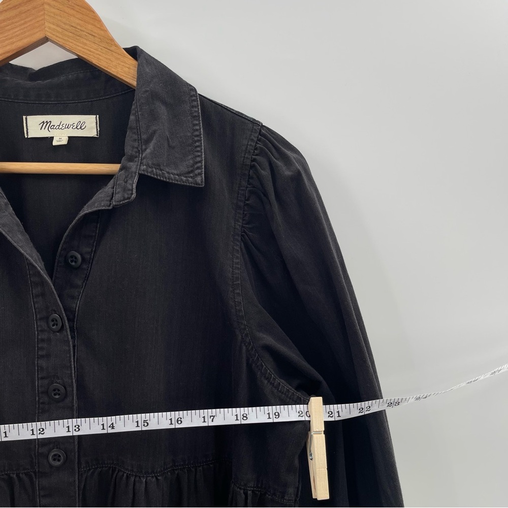 Madewell Denim Babydoll Button Front Shirtdress in Washed Black Size Medium Boho - Picture 7 of 12
